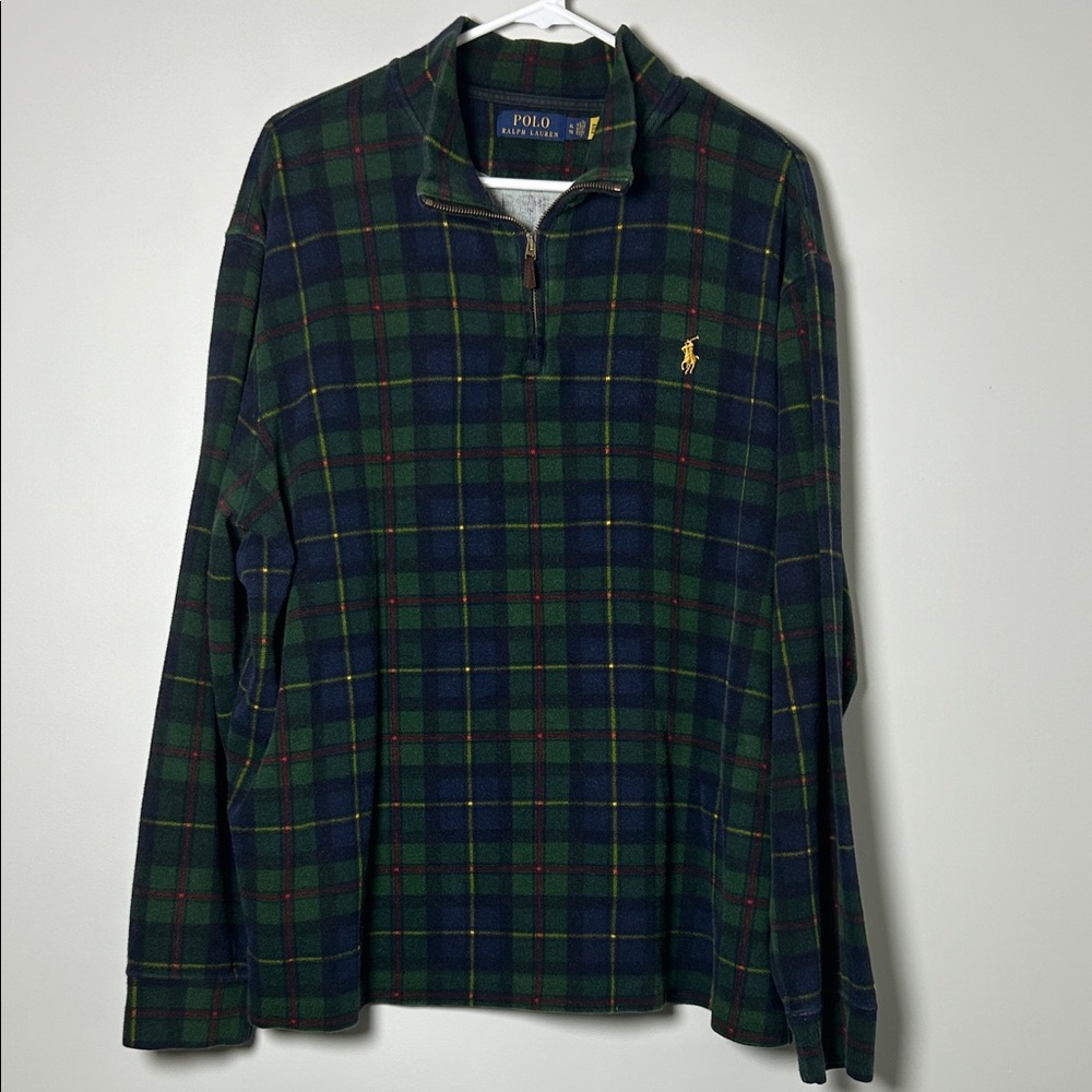 Ralph Lauren Tartan Estate-Rib Pullover Men's Size XL RL Polo Quarter Zip Plaid